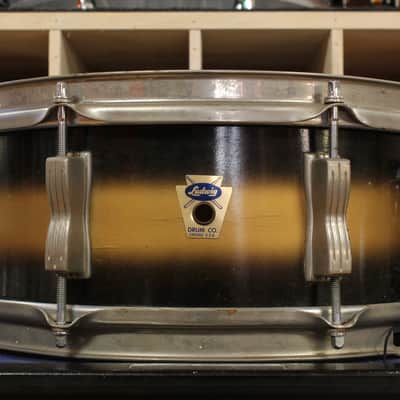 1960 Ludwig 5x14 Transition Badge Jazz Festival Snare Drum in Black and Gold Duco image 1