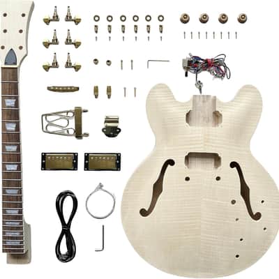 DIY Electric Guitar Kit,Semi-Hollow Body Electric Guitar,with Paulownia Wood Core and Maple Plywood,6 Strings,Build Your Own Guitar image 1