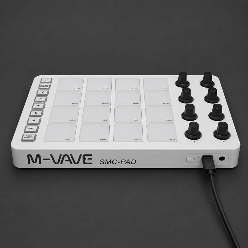 Immagine M-VAVE SMC-PAD Wireless MIDI Controller – 16 RGB Pads, 8 Knobs, USB-C & Bluetooth Drum Pad - 1