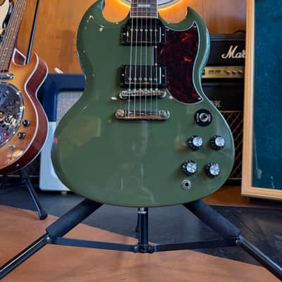 Gibson CME Exclusive SG Standard with T-Type Pickups, Tortoise Pickguard 2018 - Olive Drab image 3