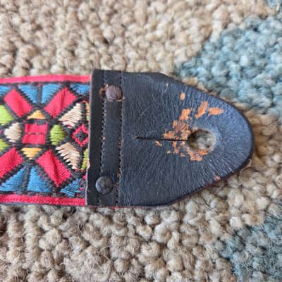 Vintage 1960's Ace Guitar Strap! Stained Glass Pattern w/ Metal Buckle! Rare, Original Case Candy! image 2