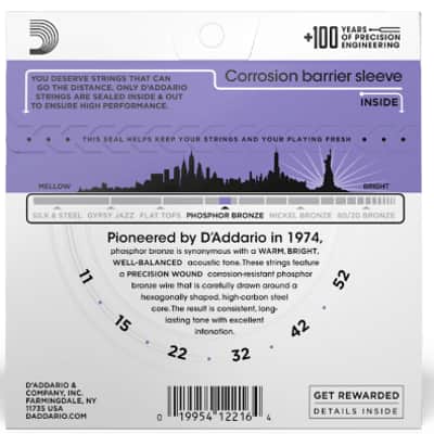 D'Addario Phosphor Bronze Acoustic Guitar Strings 11-52 Custom Light image 4