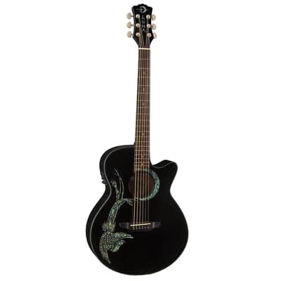 Luna Fauna Phoenix Folk Style Cutaway Acoustic-Electric Guitar Black