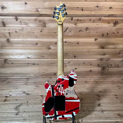 EVH Limited Edition Wolfgang Special Striped Series Electric Guitar - Red, Black, and White Aged image 5