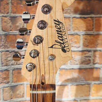 Delaney USA MADE Mike Zito Peace-Hand Signed-Trans Corvette Red Stain-Lollar Pick UPS-Swamp Ash-V Neck-w/ HSC image 2