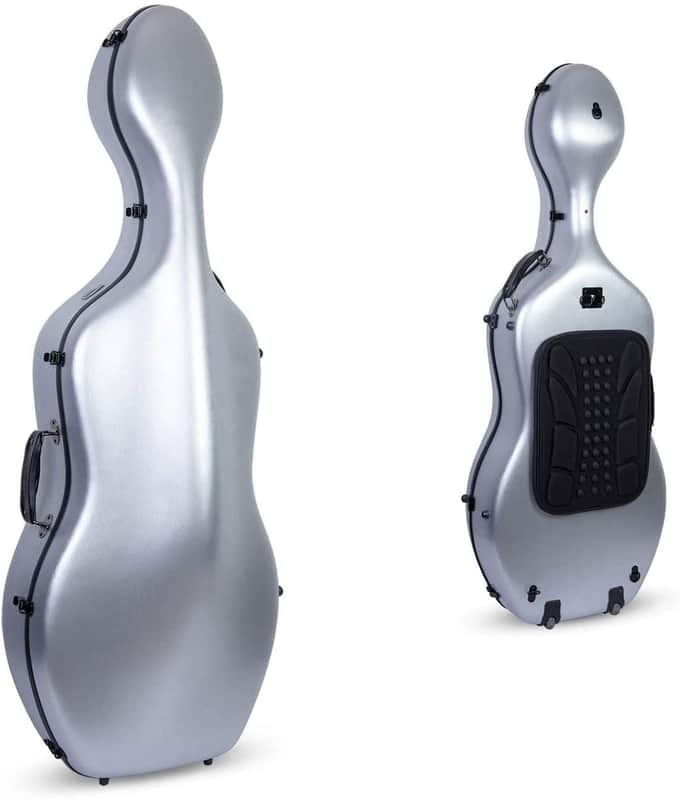 Crossrock 4/4 Full Size Cello Case Poly Carbon Composite Hardshell with Backpack & Wheel in Silver image 1