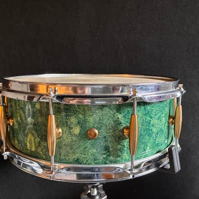 GAM (Gli Antichi Mestieri)  14x5 Wood Snare Drum Early-mid 2000’s - Green Marbled Lacquer image 4