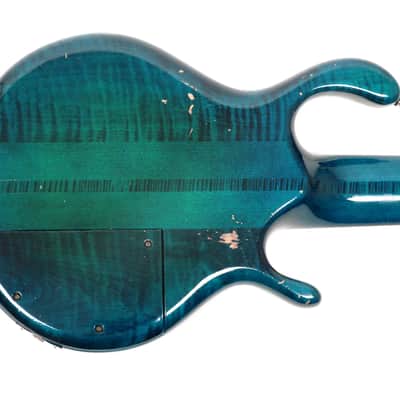 1994 Pedulla  MVP 6 Left Handed- Blue Green Burst - Rare Lefty 6 String Bass - Players Condition -Flamed Maple image 10