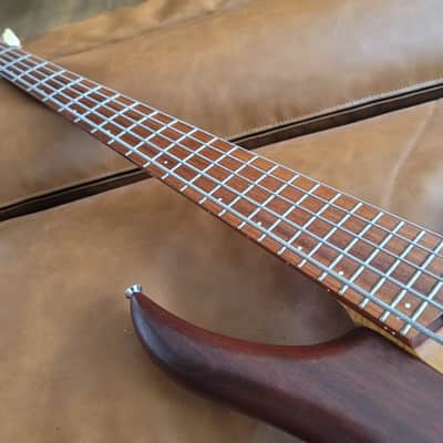 Rare U.S. Masters EP5J 5-String Bass – Natural Walnut Brown – USA Made – Active EQ – Figured Maple Neck – Gold Hardware image 3