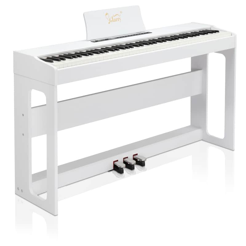Glarry White 88-Key Fully Weighted Hammer Action Digital Piano for Home image 1