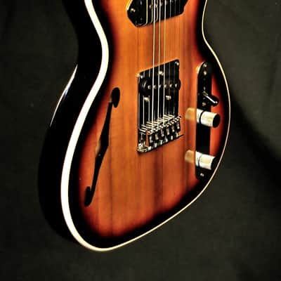 BootLegger Guitar Single Barrel Brown Red Black Burst Custom Case & Flask P90 & Single Coil image 7