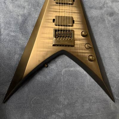 2021 Solar Guitars V1.6AFBB Flying V in Flame Black Burst with Gigbag image 1