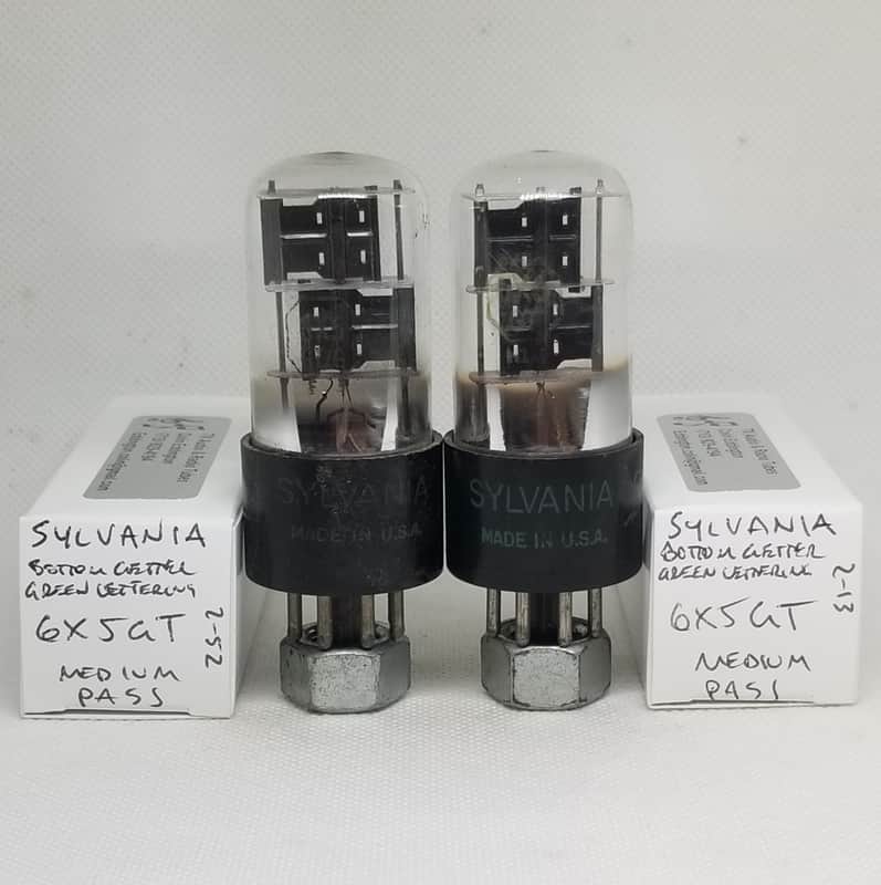 Sylvania 6X5GT Black Plate Well Matched Pair NOS Rectifier 6X5 image 1