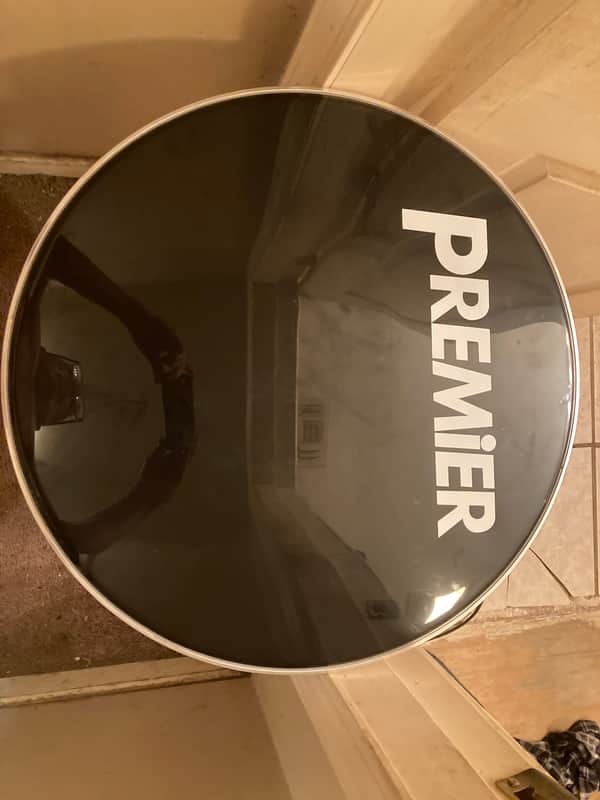 PREMIER # 22”ebony black & white logo bass drum head # 22” black & white logo bass drum head 2015 - EBONY BLACK image 1