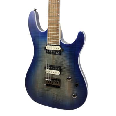 Cort KX Series KX300OPCB, Mahogany Body w/ Spalted Maple Top, EMG, Open Pore Cobalt Burst image 2