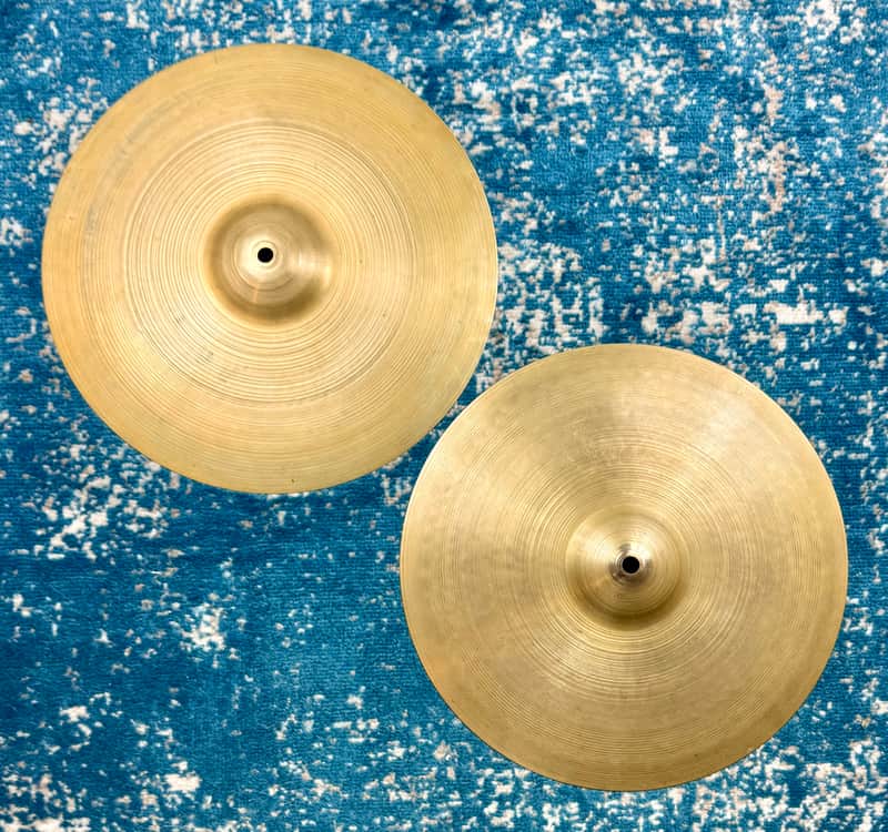PAPER THIN 14” 1950s Small Stamp Zildjian A VINTAGE Hihats 688g 870g image 1