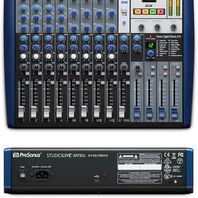 PreSonus StudioLive AR12c 14-Input Mixer / Digital Recorder / Audio Interface - Gray / Blue image 1