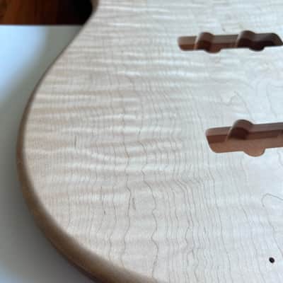 High End Offset Bass Body – Unfinished THICK Curly Maple Top, Solid ONE piece Mahogany Back, Front Routed NOS- limited luthier supply R4 image 20