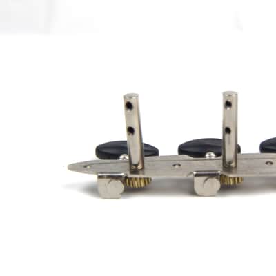 3-on-Plate Acoustic Guitar Tuners Set, Black knobs (3x3), Unique Shaped plate image 10