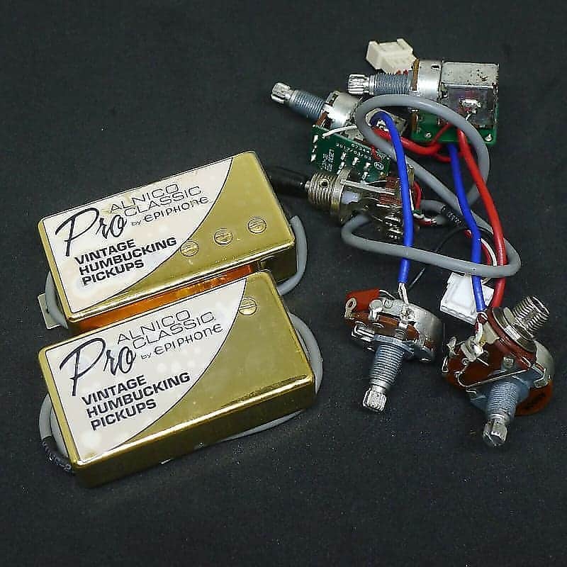 Epiphone Gold Guitar Alnico Classic Humbucker Pickups with Wiring Harness image 1