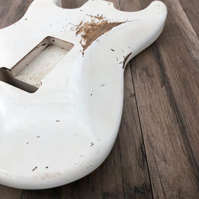 FRANCHIN Mercury guitar body Relic Aged Olympic White 100% Nitro Lacquer Cracks HSS Basswood Stratocaster-Strat-S-Style Made in Italy - Stock piece #23280826 image 14