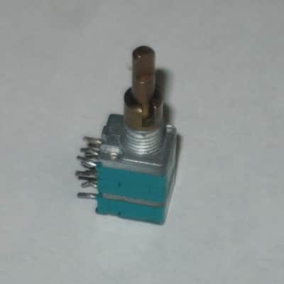 used (is fine & works) Boss MIDDLE / MID FREQ potentiometer [ upper part : 50 30C 04 5F / lower part: 10 4w 04 5F ] + nut and two piece knob (controls) taken off of MT-2 Metal Zone (pedal NOT included) 2000s / 2010 (teal rectangle shape, stacked) image 20
