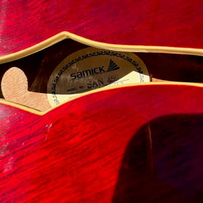 Samick Kingston SAN-450 1998 Cherry 335 W/HSC Semi-Hollow Guitar Artist Series image 8