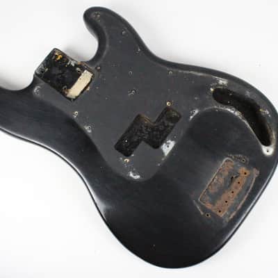 1966 Vintage Fender Precision Bass Project BODY Lightweight 4.4 LBS ~Refin~ Black PBass 1960s USA w/Original Neck Plate image 8