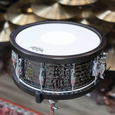 Gretsch 6.5x14 Hammered Black Steel Wood Hoop Snare Drum image 7