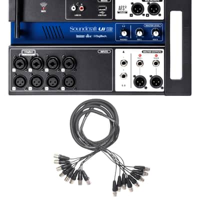Soundcraft Ui12 Digital Mixer w/Wifi+App Control+Recording Ui 12+Snake Cable image 1