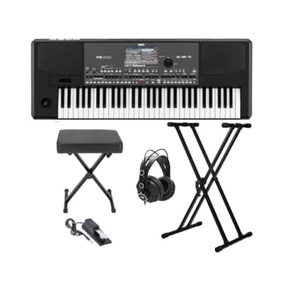 Korg PA600 61-Key Professional Arranger Keyboard with Bench and Accessory Bundle