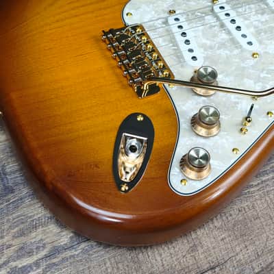 MyDream Partcaster Custom Built - Honey Burst Gold Short Scale JM Dippers image 5