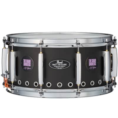 Pearl Matt McGuire 14x6.5" Matte Black Tour Edition Signature "Smart" Snare Drum Unbeaded Steel | Worldwide Ship | Authorized Dealer image 1