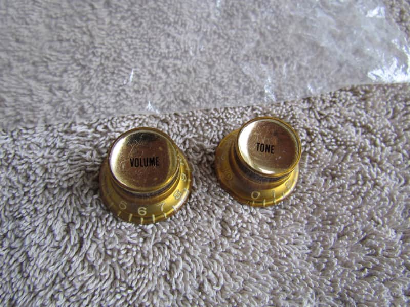1966 Gibson Reflector Knobs Set Of 2 Gold Bonnet/Reflector Knobs From 1966 Epiphone Vintage Correct image 1