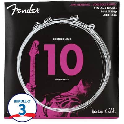 Fender Hendrix Voodoo Child Bullet End Vintage Nickel Electric Guitar Strings - .010-.038 (3-Pack) image 2