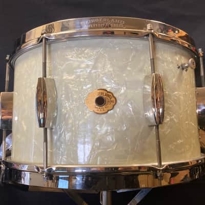 Slingerland - 8x14" Radio King 1940s-50s, 3 Ply, Deep Concert / Dance Model Snare Drum - Marine Pearl/Nickel STUNNING!! image 4