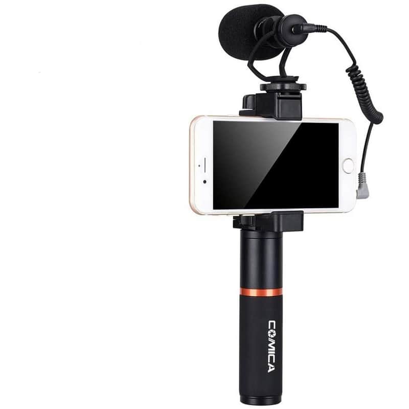 Smartphone Video Kit, Comica CVM-VM10-K1 Smartphone Microphone with Grip Handle, Camera Microphone for iPhone Samsung Huawei LG Google- Mic for YouTube, Tiktok, Vlogging Equipment image 1