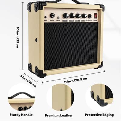 20W Portable Electric Guitar Amp, Lightweight Practice Amplifier with Clean & Overdrive Dual Channels, Professional Noise Reduction Cable Included (Vibrant Yellow) image 2