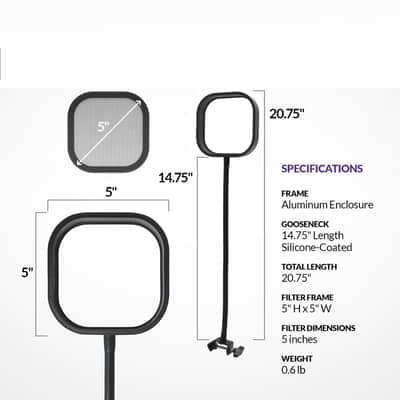 Interchangeable Microphone Pop Filter | Aluminum Gooseneck Mic Shield | Dual-Layer Metal, Mesh & Acoustic Foam WindScreen Mic for Studio Recording, Podcasting, 360° Vocal (Metal Pop Filter) image 2