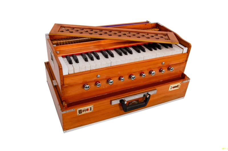Handmade Harmonium 9 Stopper Portable 3.5 Octave Laying StyleBaja With Coupler Teak Wood image 1