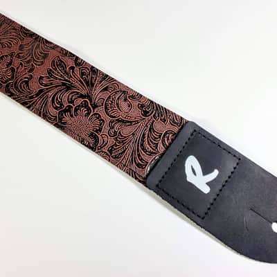 Vegan Leather Guitar Strap - Tooled Faux Leather Guitar Strap - Textured Leather Guitar Strap-Fits image 1