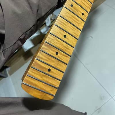 4a 5-string electric bass neck jazz bass stainless steel 21frets Roasted flame Maple guitar neck 34inch hole 18mm image 6