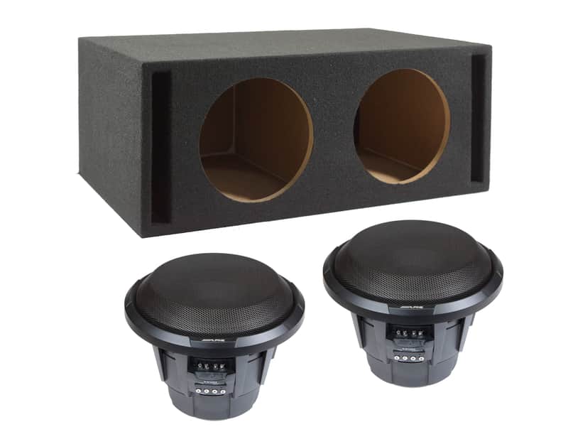 2 ALPINE X-W10D4 10" 900W RMS Subwoofers + Vented Sub Box Enclosure image 1