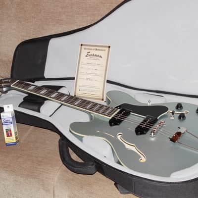 Eastman T64 Trapeze Iced Blue Metallic Hollowbody Electric Guitar image 25