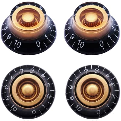 4Pcs Guitar Knobs,Amber Top Hat Bell Style Rotary Knobs,Electric Guitar Bass Speed Volume Tone Control Knobs Fits 6mm/0.24" Rotary Shaft Musical Instruments And Radios Parts Replacement KNOB-S33 image 1