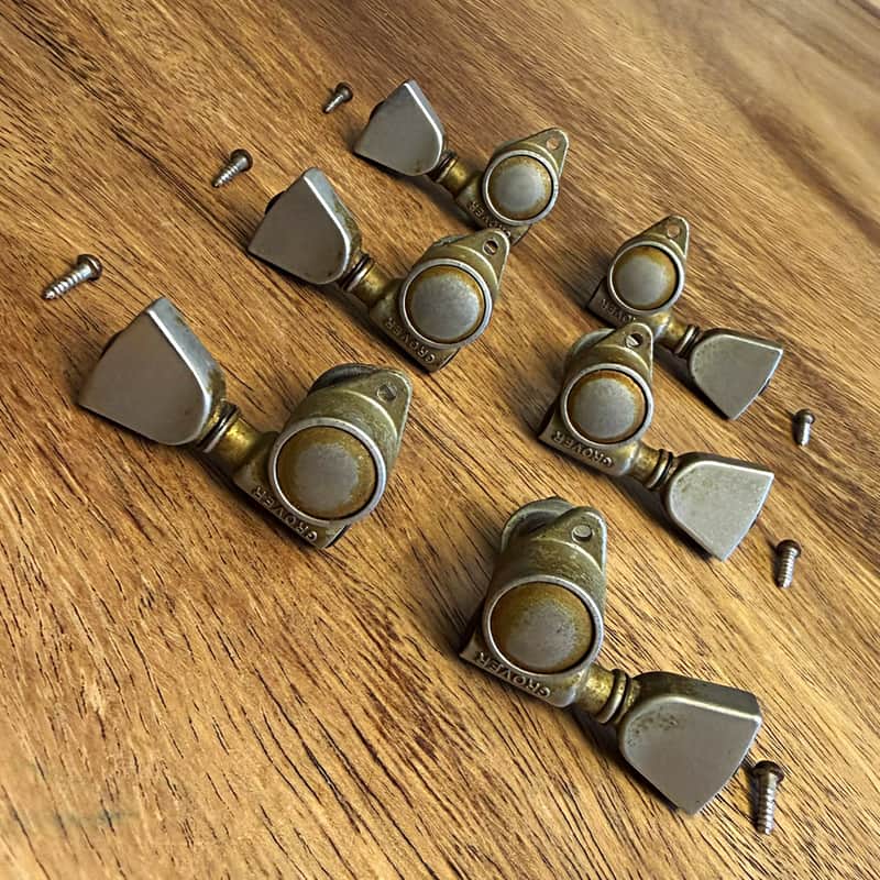 Vintage Grover Rotomatic 102 Series tuners - '74 complete & fully functional 3x3 chrome set image 1