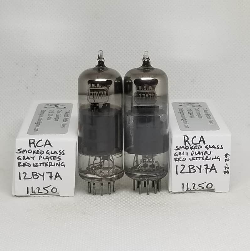 RCA 12BY7A Gray Smoked Glass Perfectly Matched Pair NOS 12BV7 12DQ7 image 1