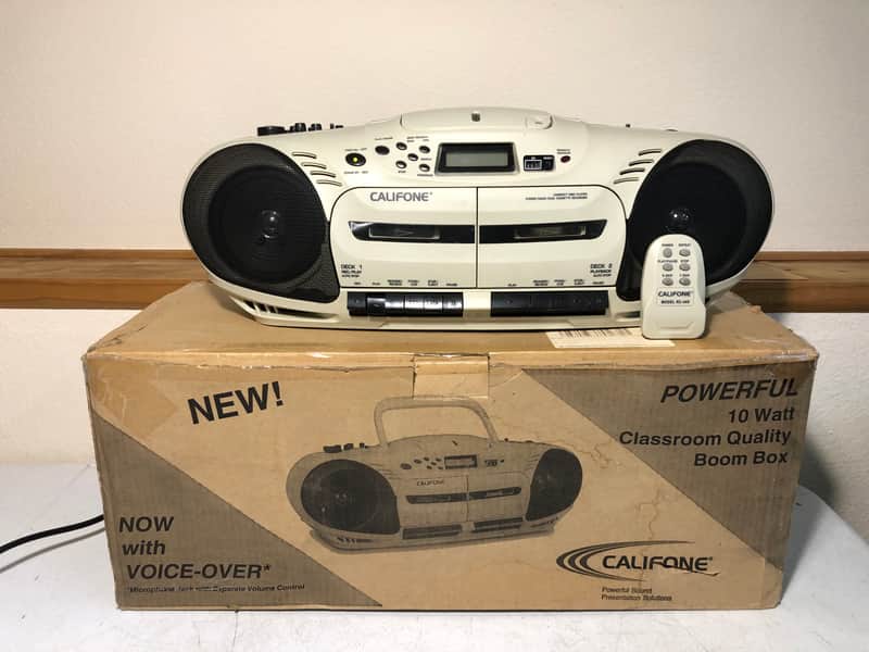 Califone 2455AV Boombox CD Player Cassette Deck Dubbing Portable Audio Speakers image 1