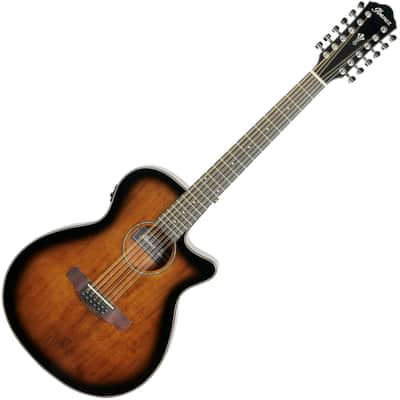 Ibanez AEG5012DVH, AEG Series 12-String Acoustic Electric Guitar - Dark Violin Sunburst High Gloss image 1