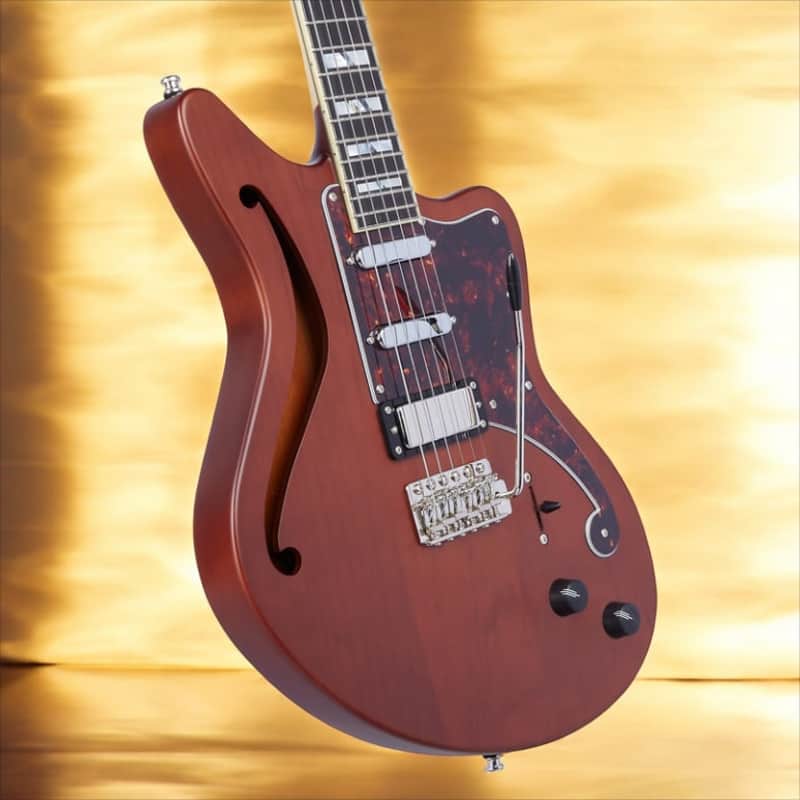 D'Angelico Deluxe Bedford SH Semi-hollowbody Electric Guitar - Matte Walnut with Wilkinson Tremolo image 1